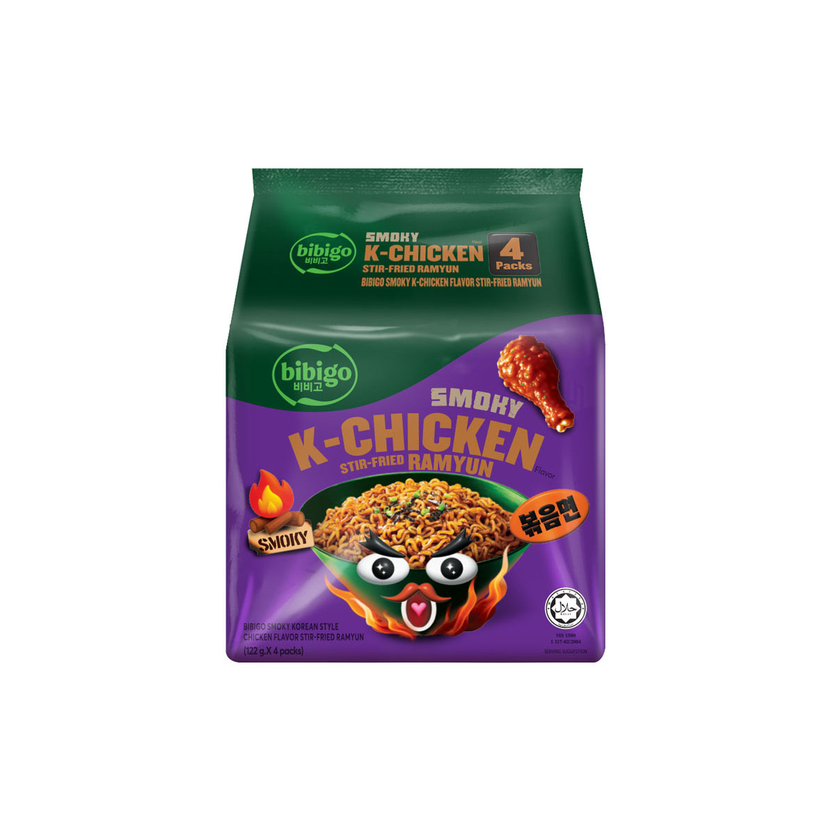 bibigo Ramyun Smoky K-chicken(122g*4)2